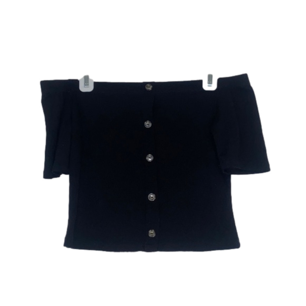 Live In The Moment Black Off The Shoulder Crop Top, Medium